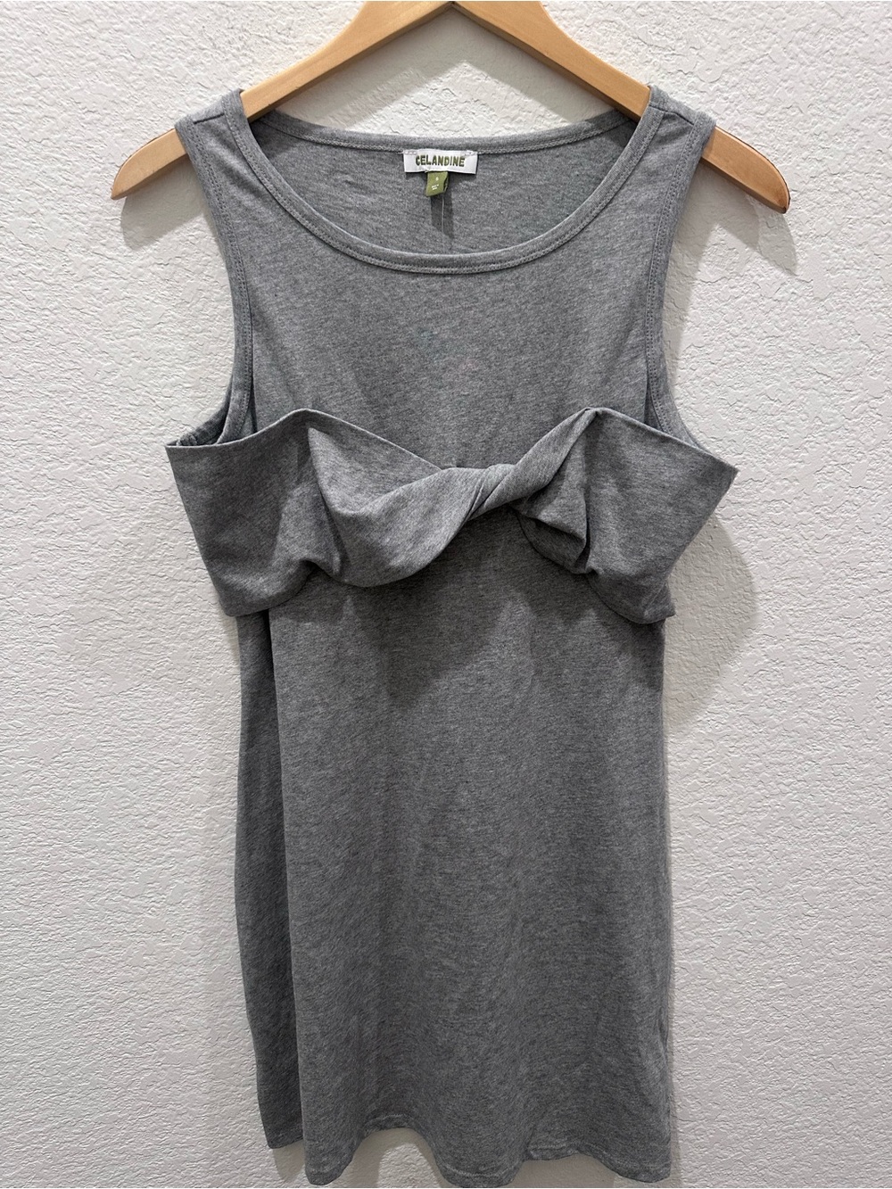 Celandine Anthropologie Grey Knotted Bow Front Tank Top Sleeveless Scoop Neck‎ S